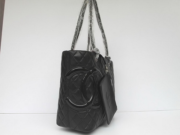 AAA Chanel Classic Black Tote Bags with Black Patent CC Logo 9005 Knockoff